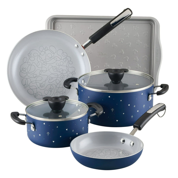 7 Piece Ceramic Nonstick Cookware Set, Blue
