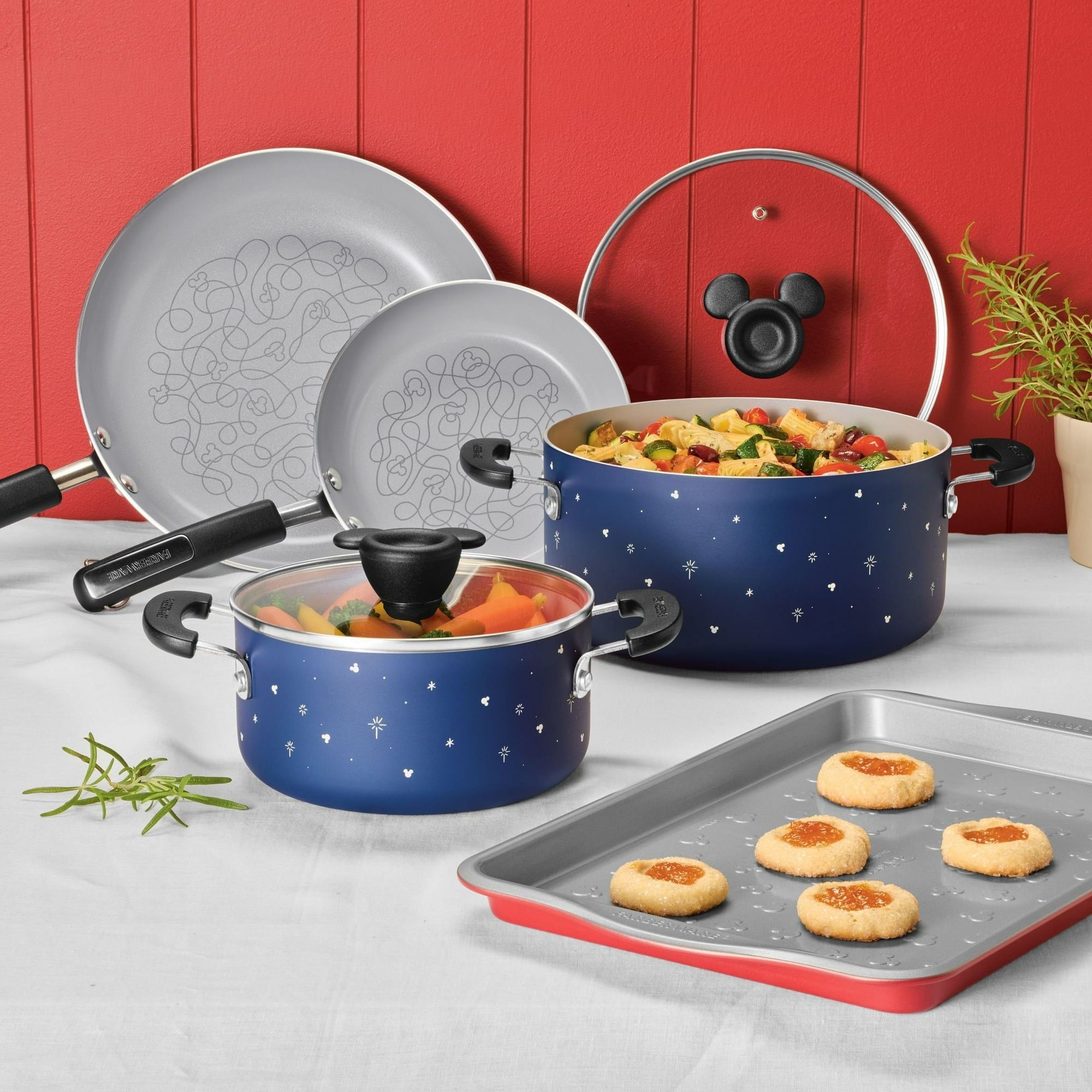 7 Piece Ceramic Nonstick Cookware Set, Blue