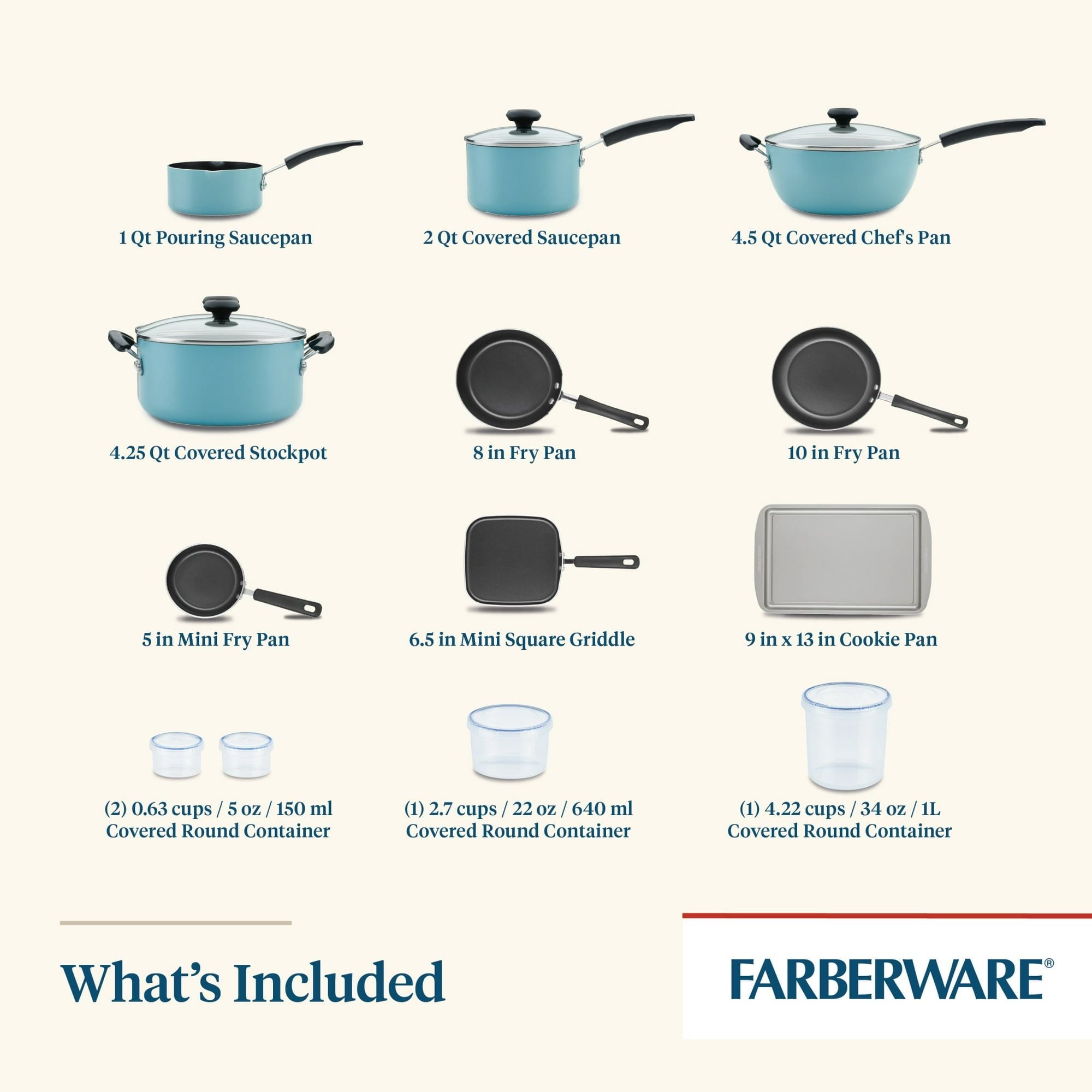 20-Piece Aluminum Nonstick Cookware Set – Aqua