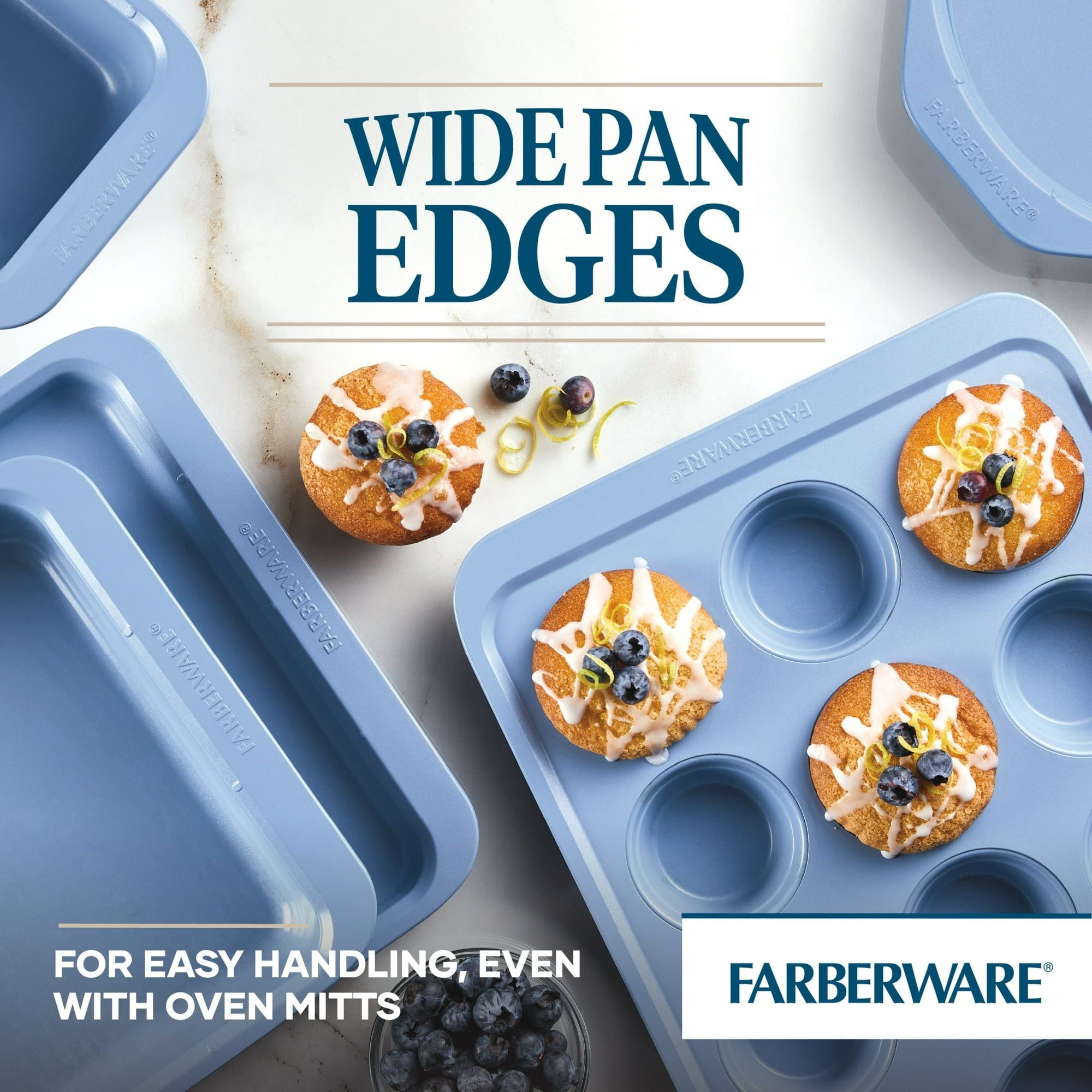 Easy Solutions 12 Cup Nonstick Bakeware Muffin Pan, Blue