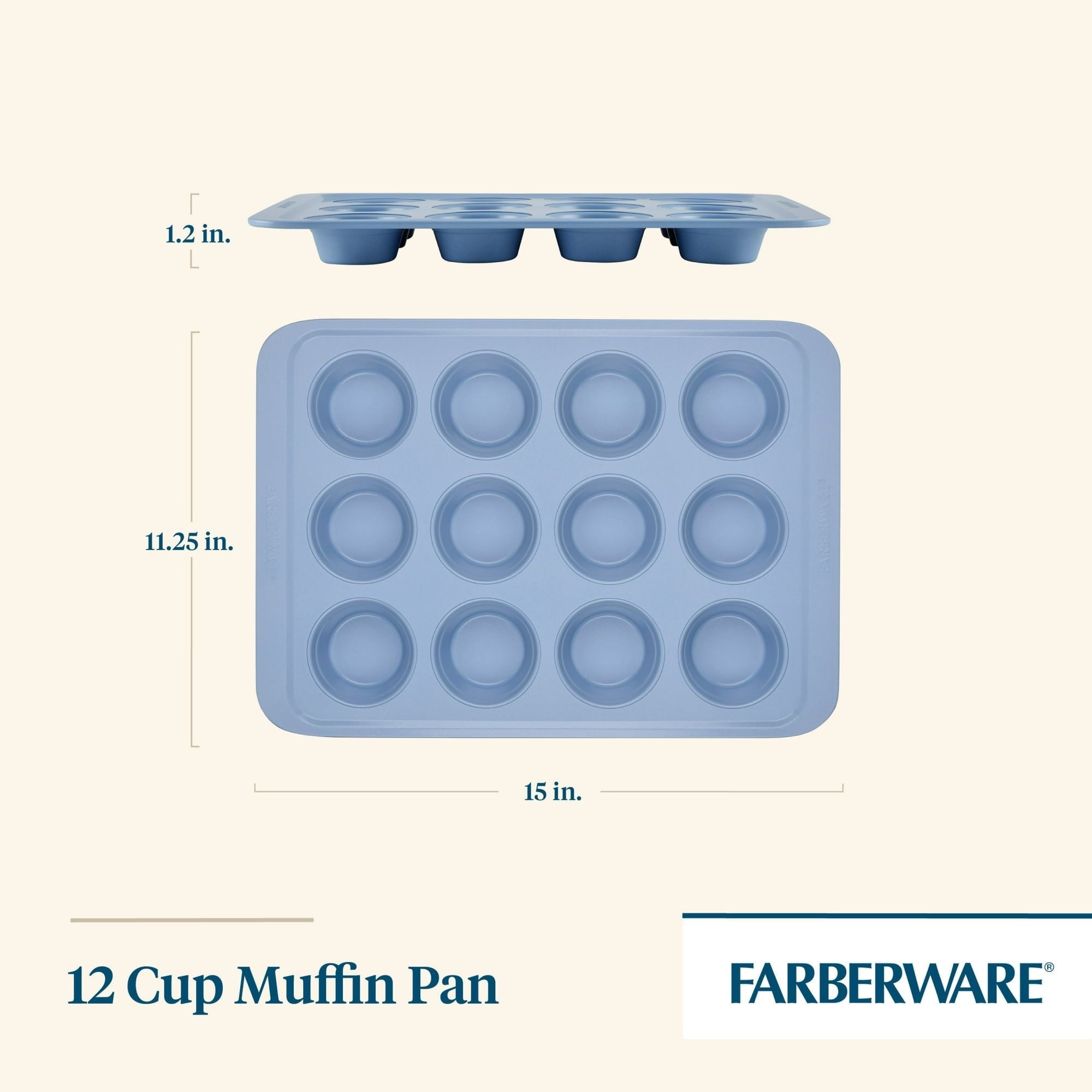 Easy Solutions 12 Cup Nonstick Bakeware Muffin Pan, Blue