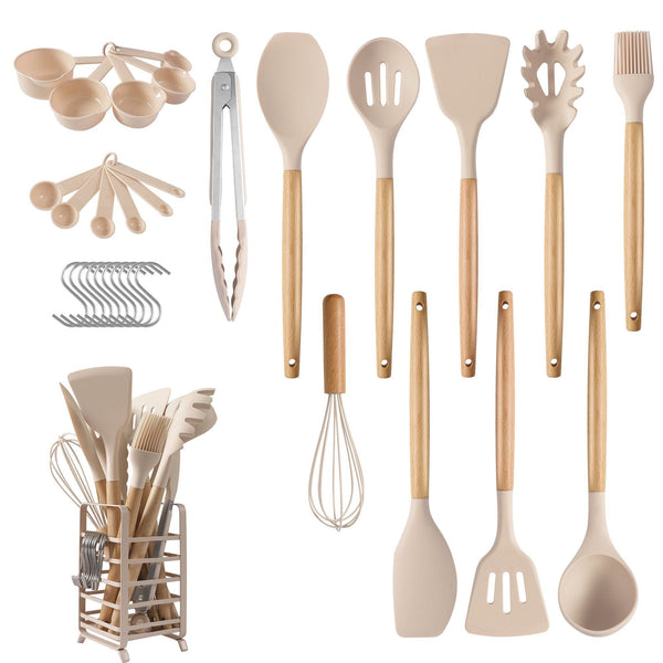 32-Piece Food Grade Silicone Kitchen Utensil Set with Holder
