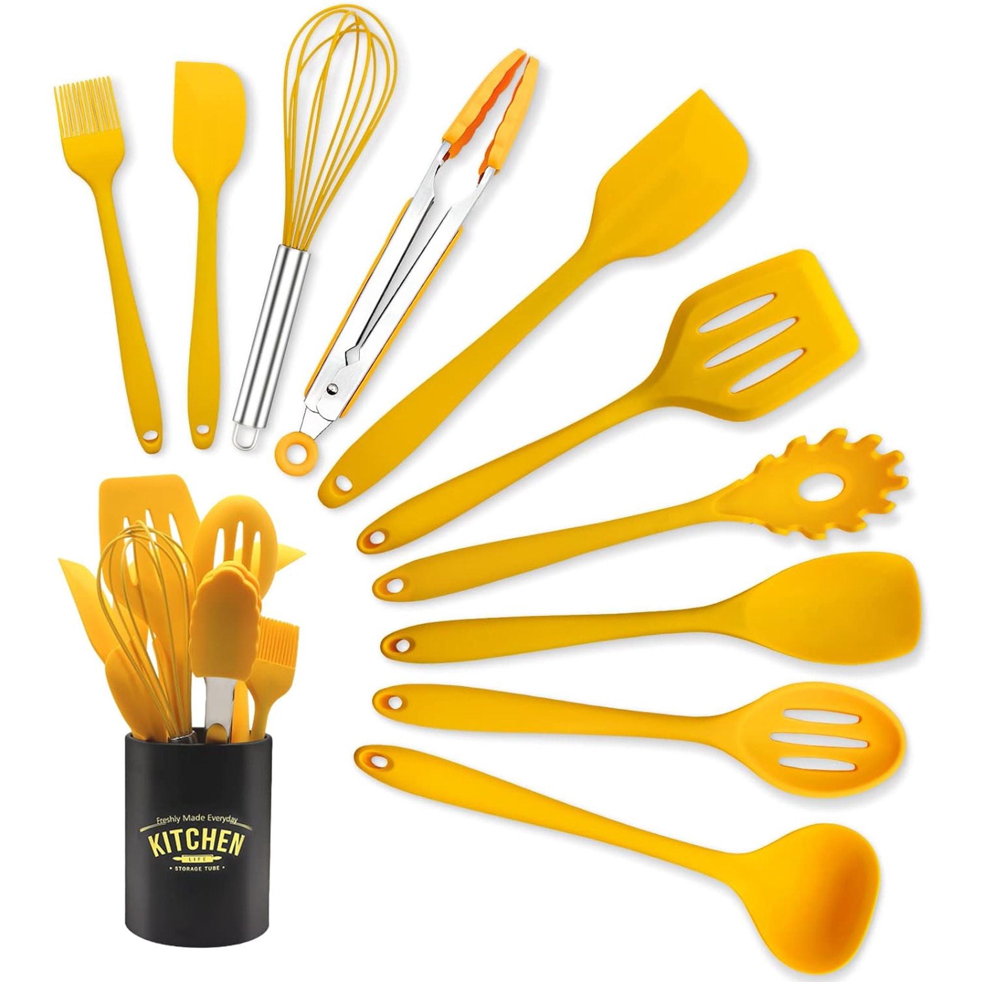 11-Piece Nonstick Silicone Kitchen Utensil Set with Holder