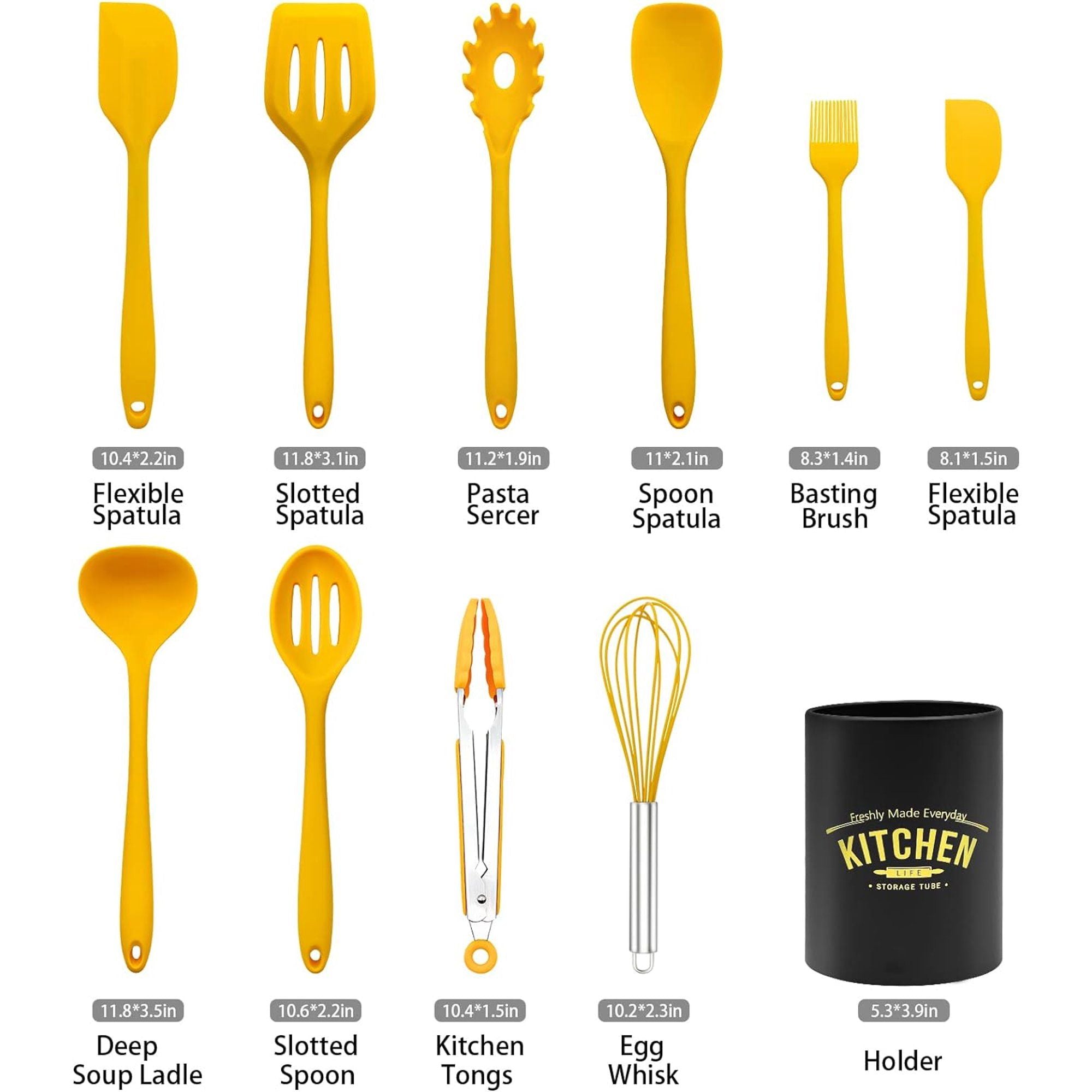 11-Piece Nonstick Silicone Kitchen Utensil Set with Holder