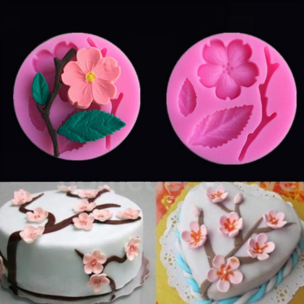 Silicone Peach Blossom Flower Mold for Fondant Cake Decorating