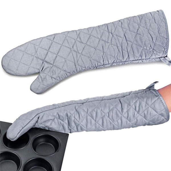 58cm Heat-Resistant Cotton Long Oven Gloves for BBQ Cooking