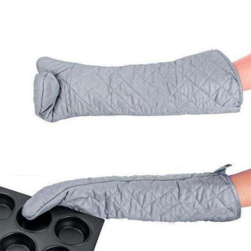 58cm Heat-Resistant Cotton Long Oven Gloves for BBQ Cooking