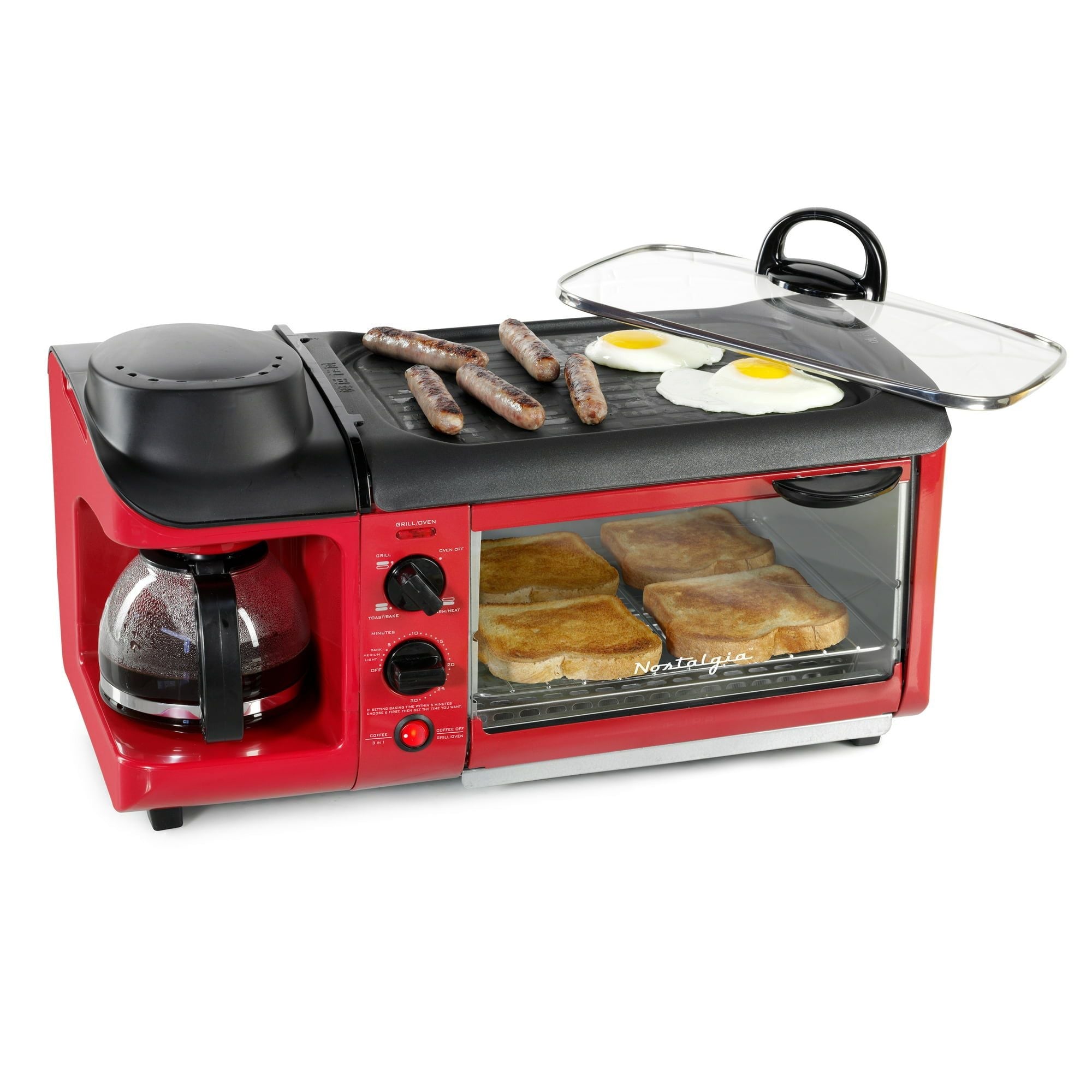 Nostalgia Retro 3-in-1 Family Breakfast Station – Red