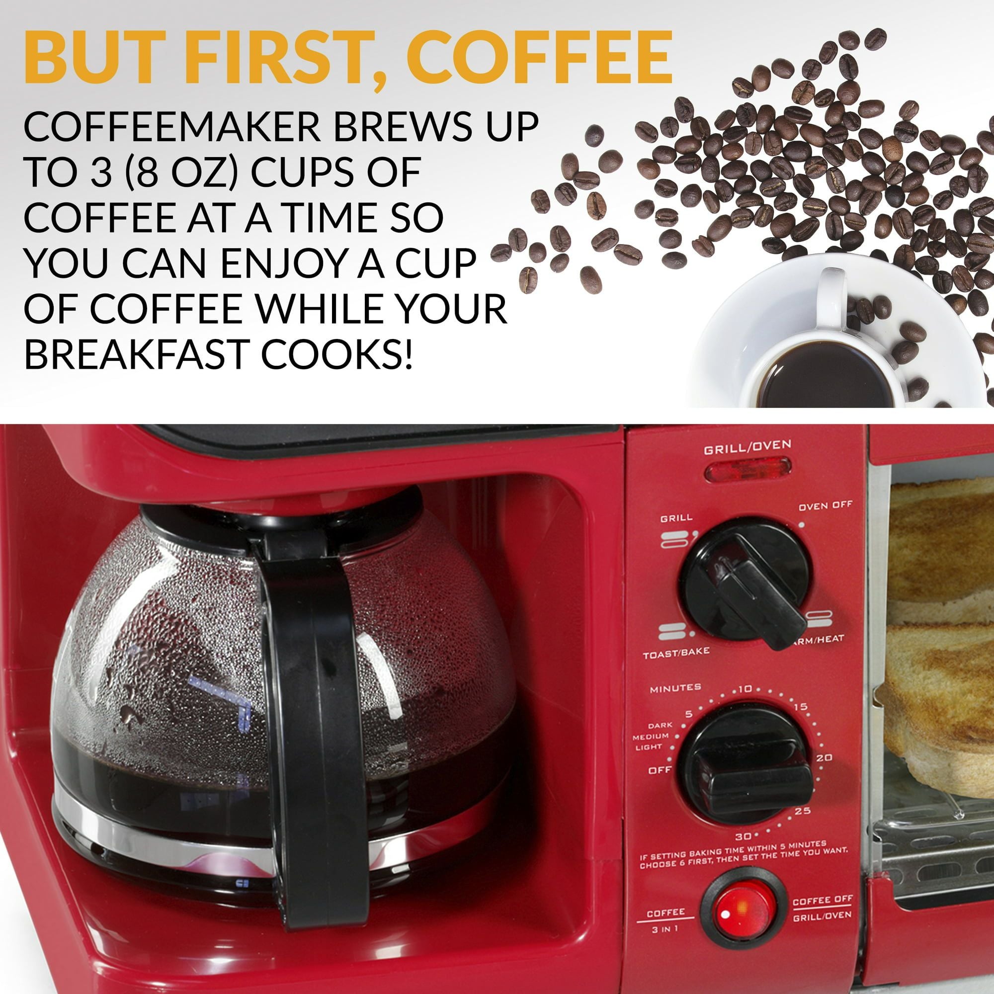 Nostalgia Retro 3-in-1 Family Breakfast Station – Red