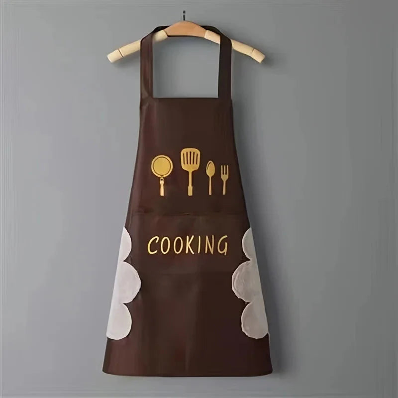 Unisex Adjustable PVC Kitchen Apron with Pocket