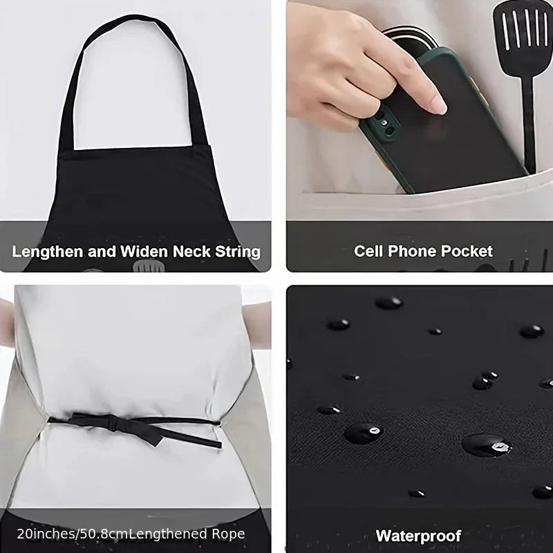 Unisex Adjustable PVC Kitchen Apron with Pocket
