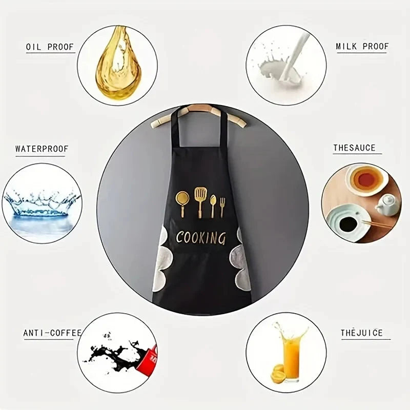 Unisex Adjustable PVC Kitchen Apron with Pocket