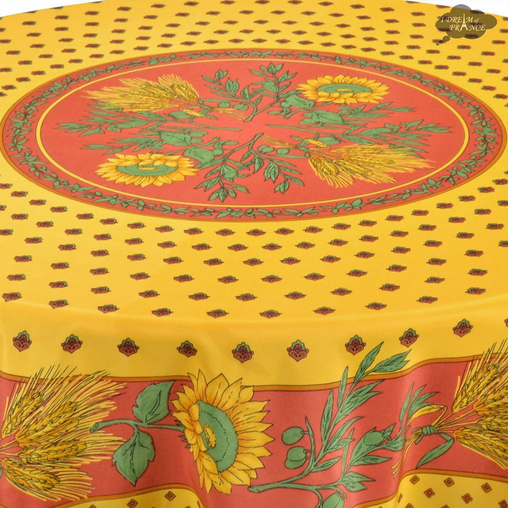 Tournesol Red/Yellow French Provencal 70" Round Tablecloth