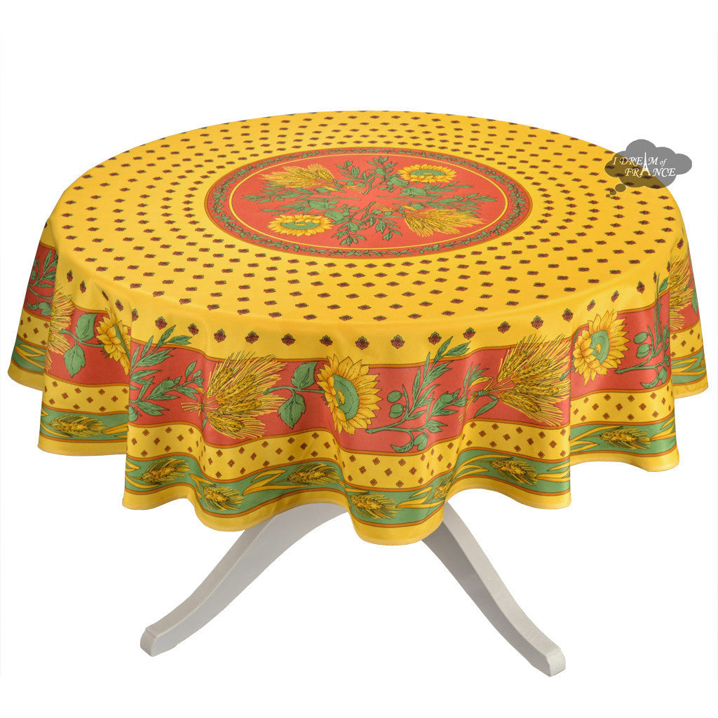 Tournesol Red/Yellow French Provencal 70" Round Tablecloth