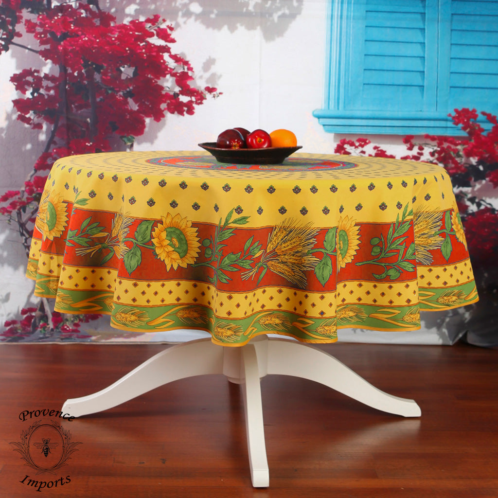 Tournesol Red/Yellow French Provencal 70" Round Tablecloth