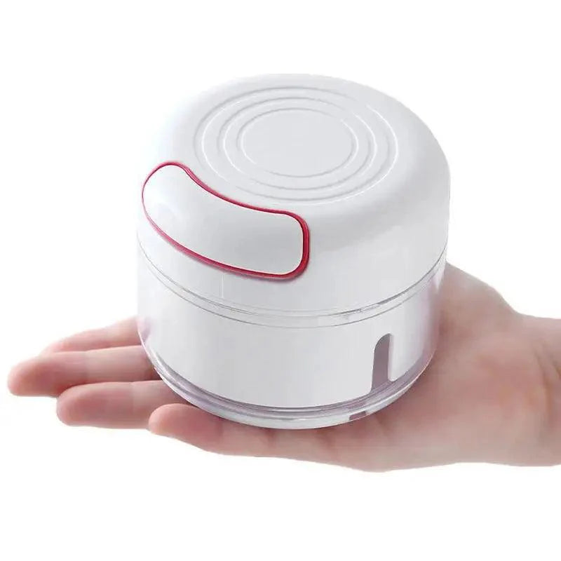 White Mini Multifunctional Vegetable Press & Pull Chopper