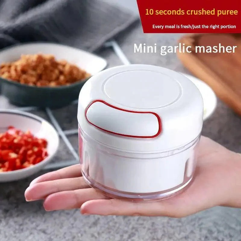 White Mini Multifunctional Vegetable Press & Pull Chopper