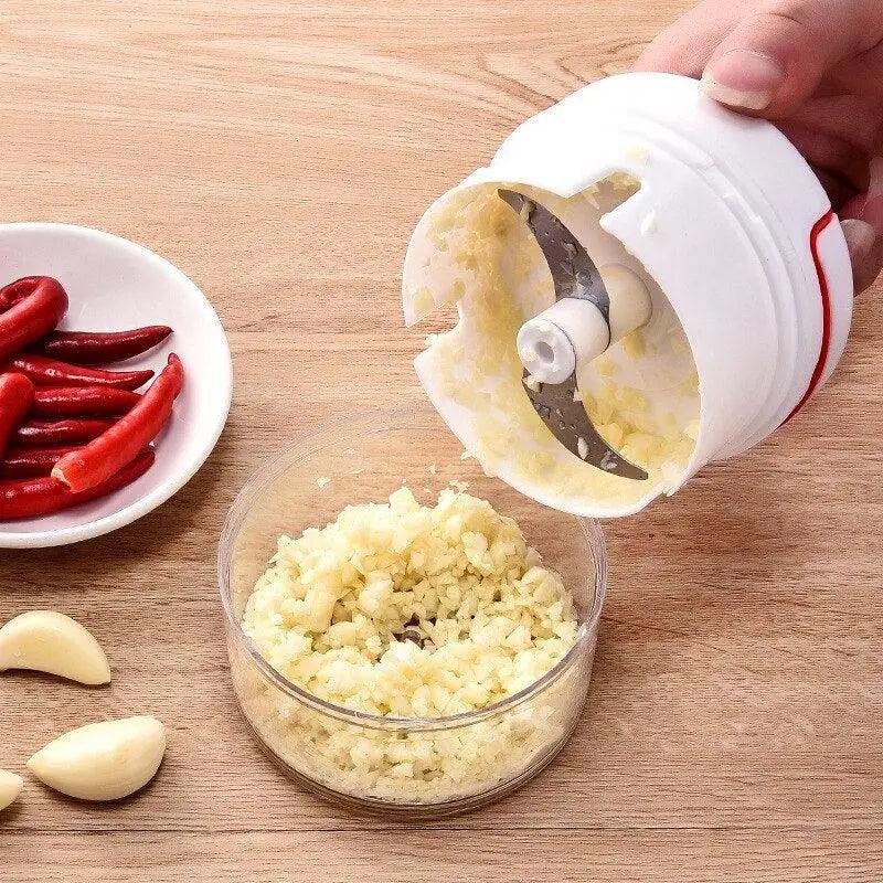 White Mini Multifunctional Vegetable Press & Pull Chopper