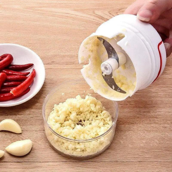 White Mini Multifunctional Vegetable Press & Pull Chopper