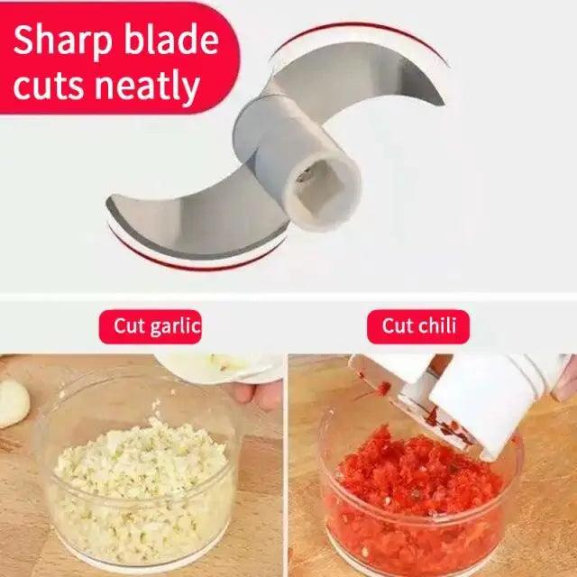 White Mini Multifunctional Vegetable Press & Pull Chopper